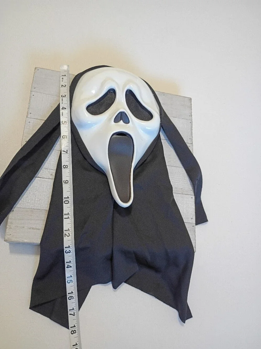 Spirit White Ghost Face Mask with Black Hood - Kids Or Adult Costume Mask